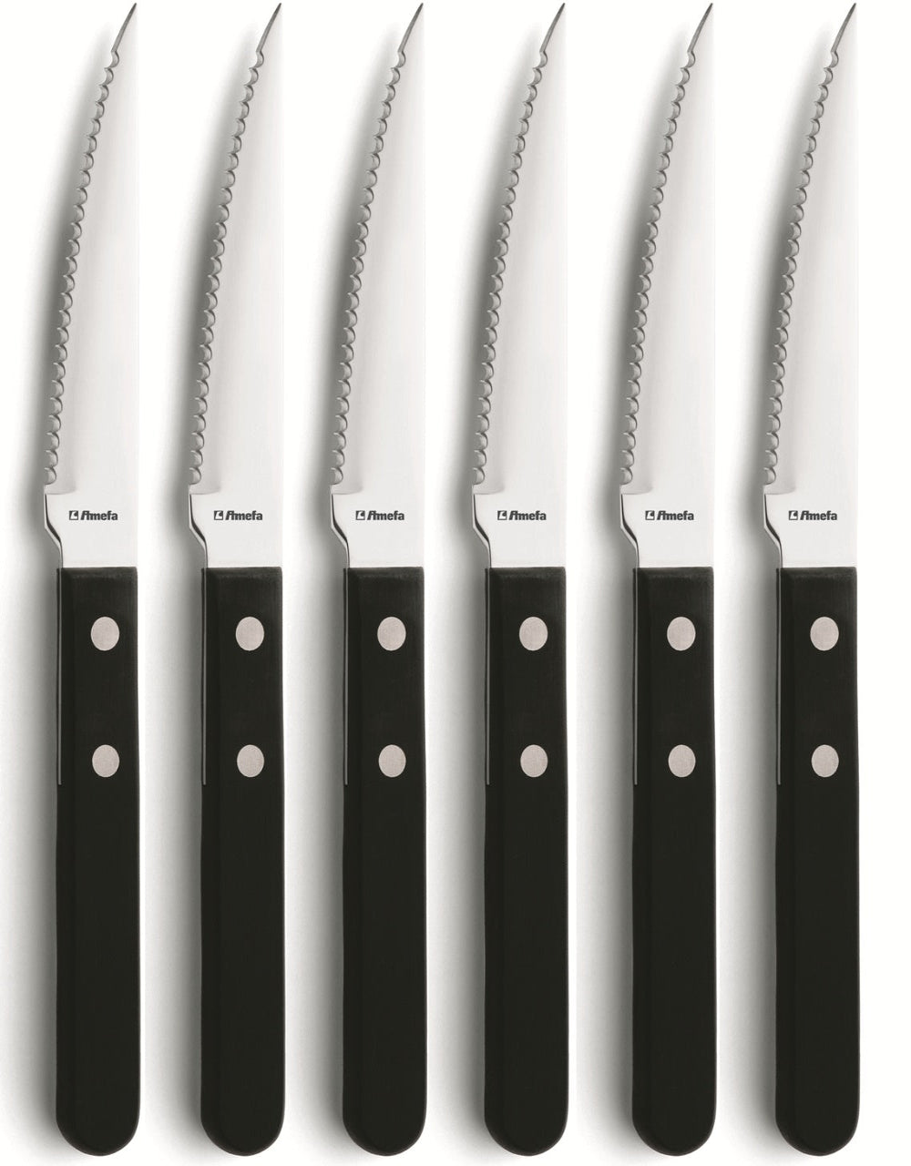 Set 6 cutite Amefa Friptura, negru, inox-1