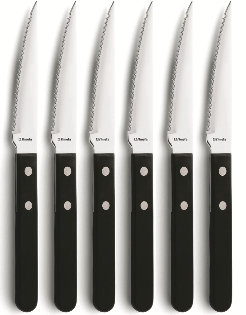 Set 6 cutite Amefa Friptura, negru, inox-1
