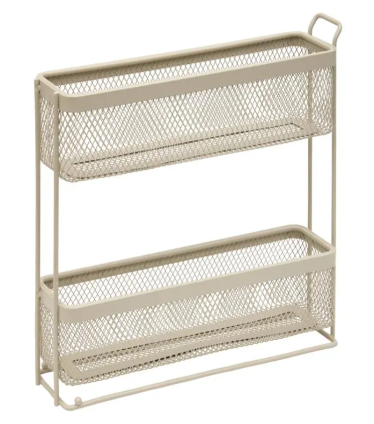 Suport condimente Tiele, metal, etajat, bej, 28,8 x 7,3 x 25,8 cm