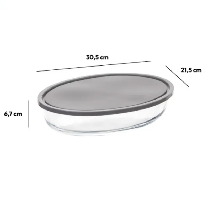 Vas termorezistent cu capac, KEEPEAT, oval, 32 x 21 cm-2