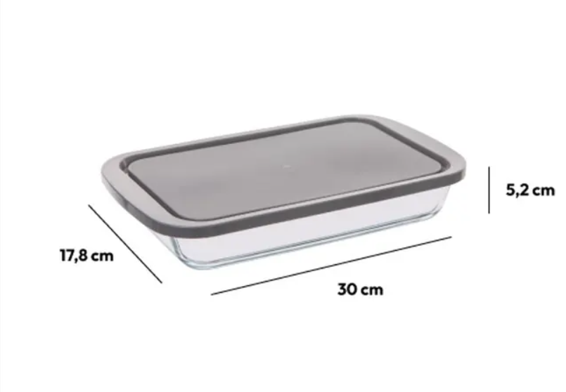 Vas termorezistent cu capac, KEEPEAT, dreptunghi, 29 x 18 cm-2