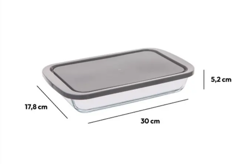 Vas termorezistent cu capac, KEEPEAT, dreptunghi, 29 x 18 cm-2