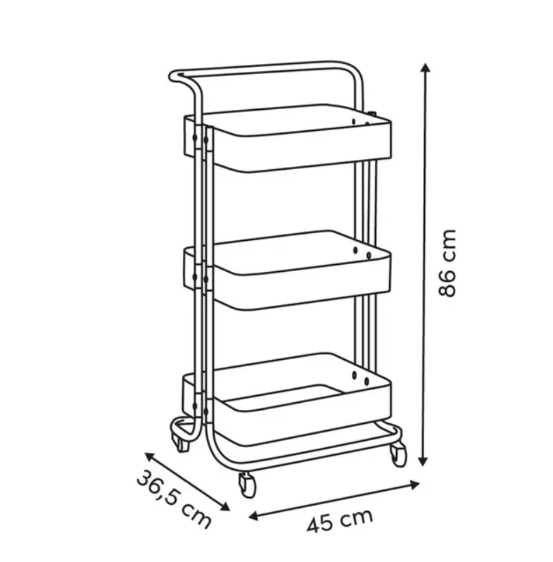 Raft metalic Edition, negru, 45 x P. 36,5 x H. 86 cm-2
