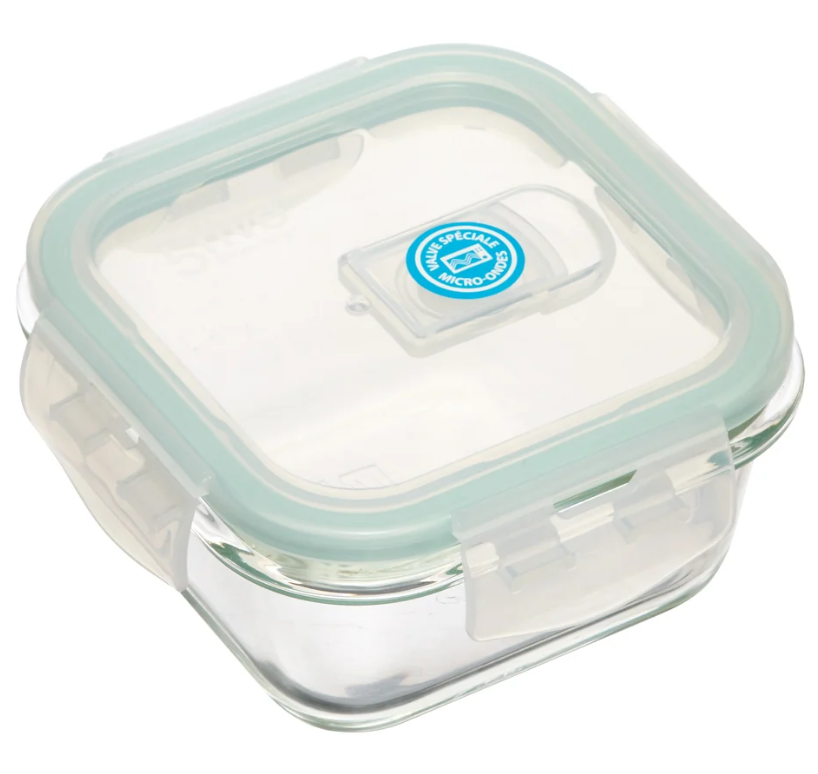 Caserola sticla, capac ermetic plastic,  20 x 20 x H 10 cm, 2.2 litri-1