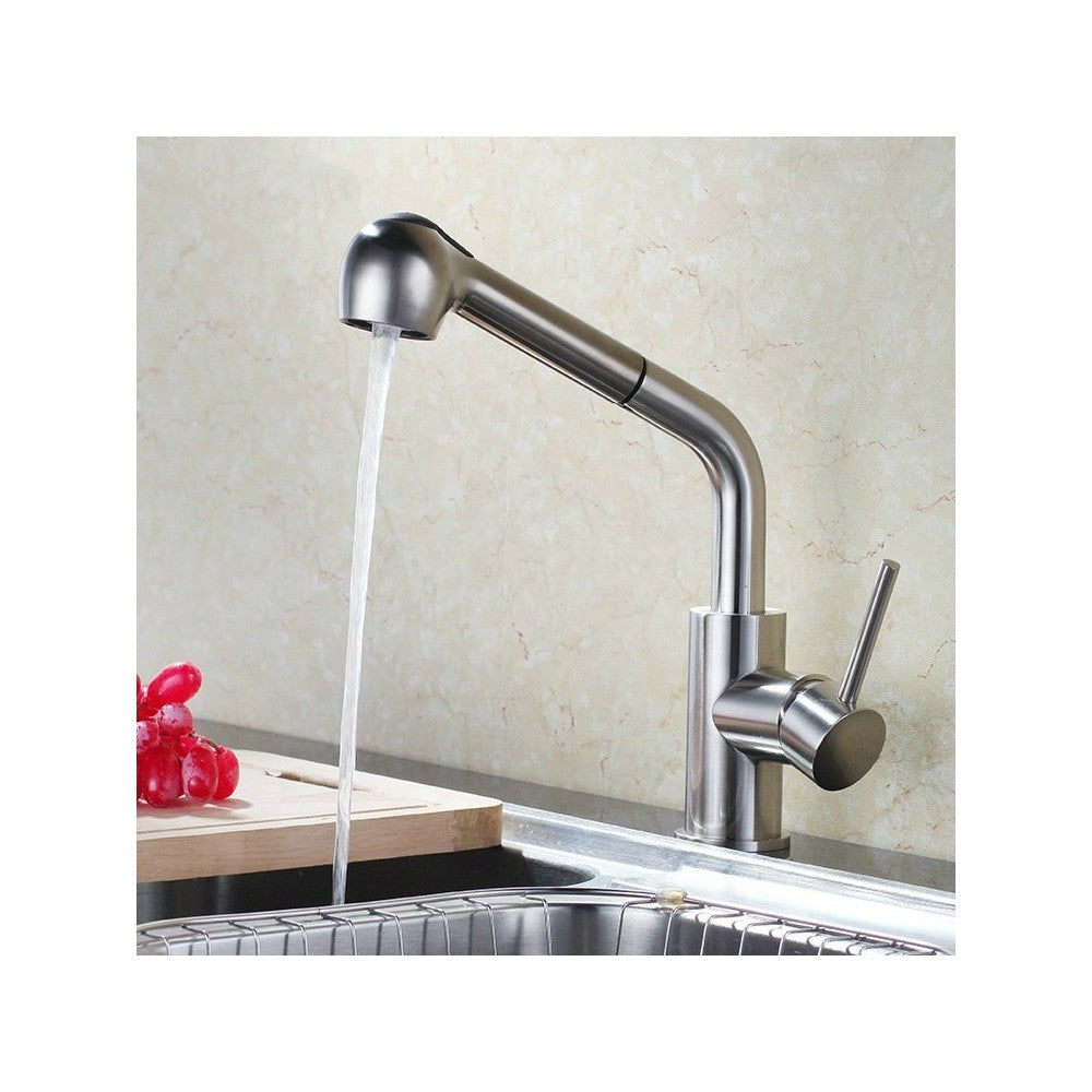 Baterie sanitara bucătărie Truinterior Storm Steel, cu dus extractabil
