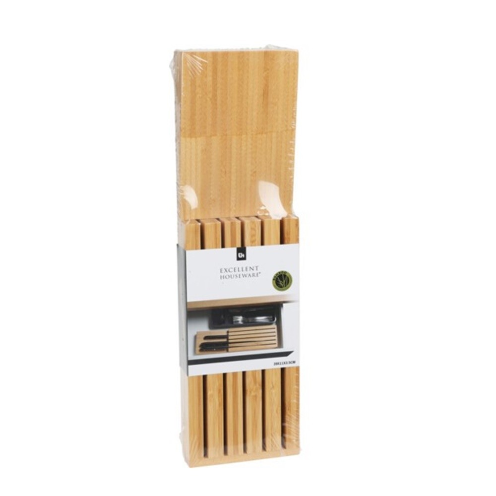 Suport pentru cutite sertar Rodez, bambus, 39 x 11 x 3.4 cm