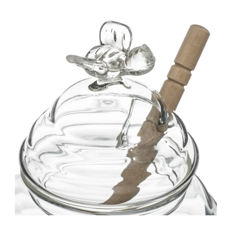 Borcan de sticla depozitare miere cu lingura Secret de Gourmet, 14 cm