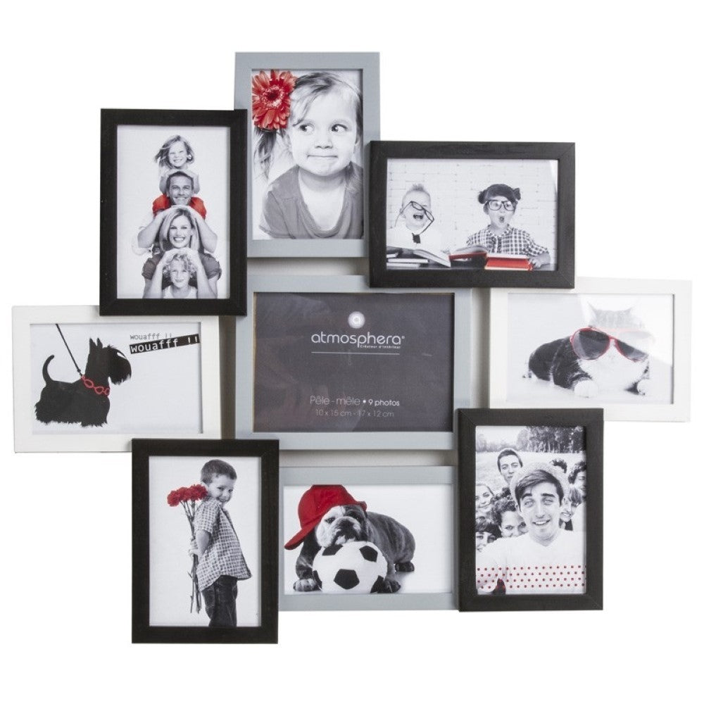 Cadru foto 9 poze Estera Grey, MDF, 2,5 x 50,5 x 58,5 cm