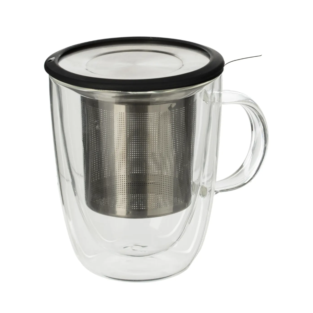 Cana infusor inox Clea, sticla borosilicta, capac, 300 ml