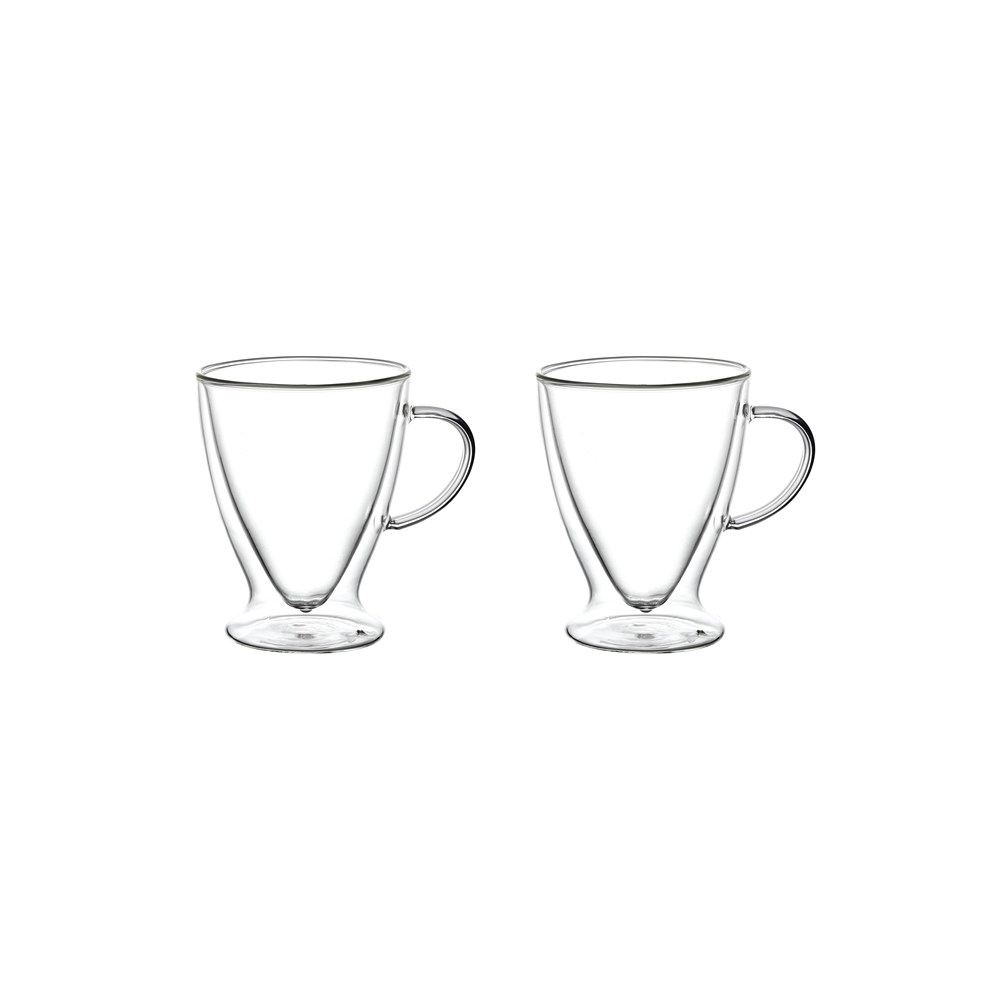 Set 2 cani Florina Malachit, sticla borosilicata, pereti dubli, 320 ml