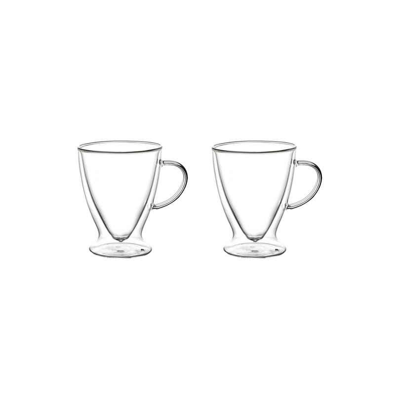 Set 2 cani Florina Malachit, sticla borosilicata, pereti dubli, 320 ml