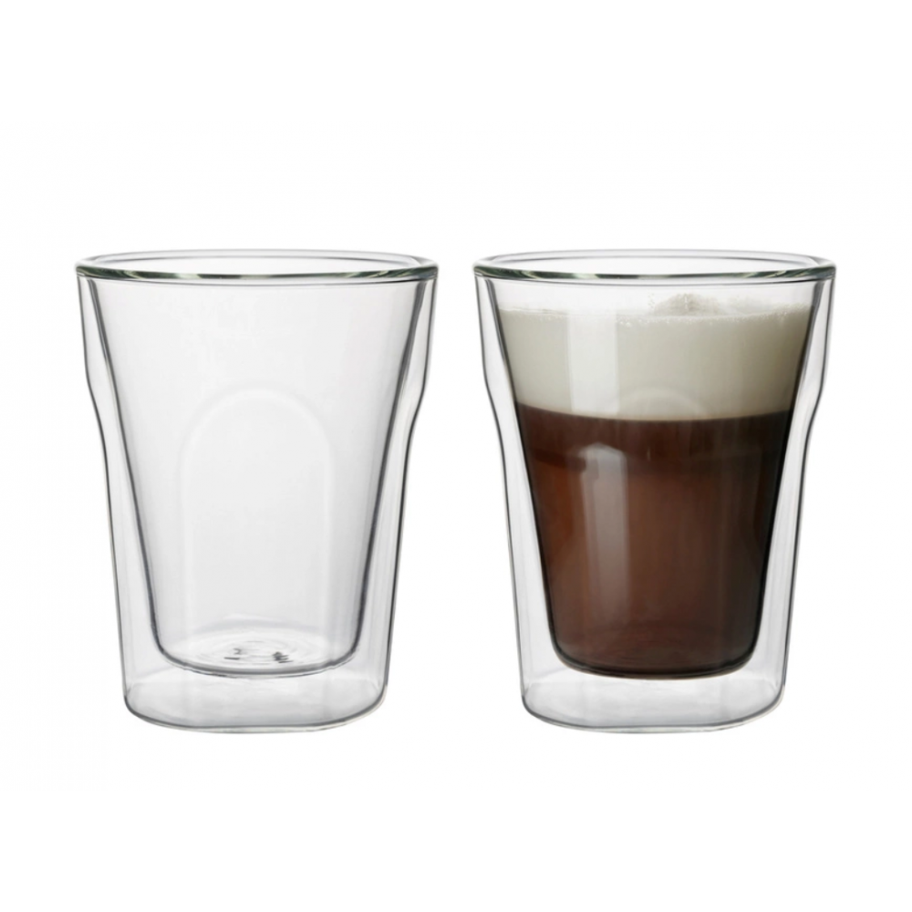 Set 2 pahare Florina Malachit, sticla borosilicata, pereti dubli, 240 ml