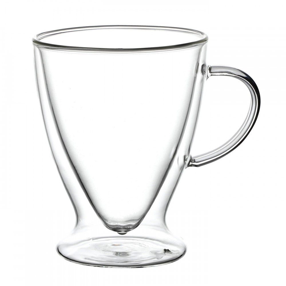 Set 2 cani Florina Malachit, sticla borosilicata, pereti dubli, 320 ml