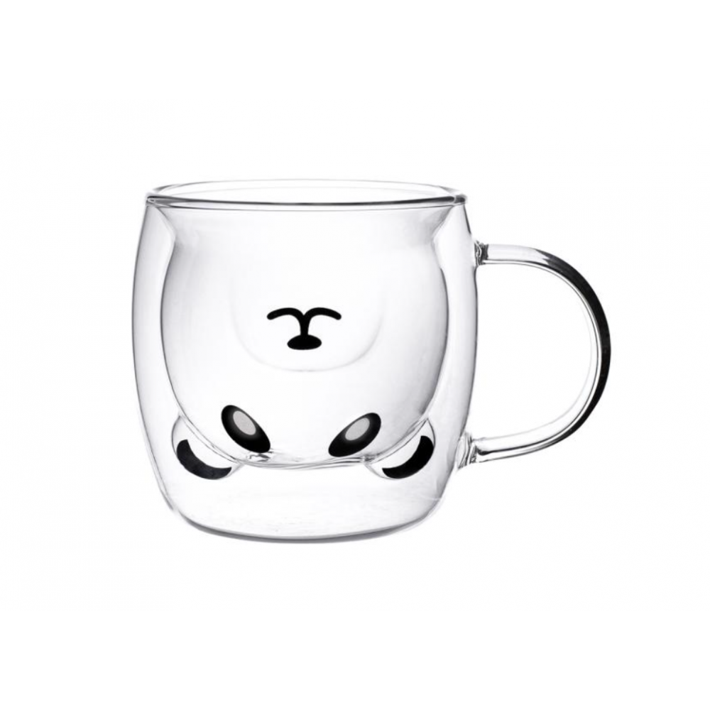 Cana pereti dubli Panda, sticla termo, 260 ml