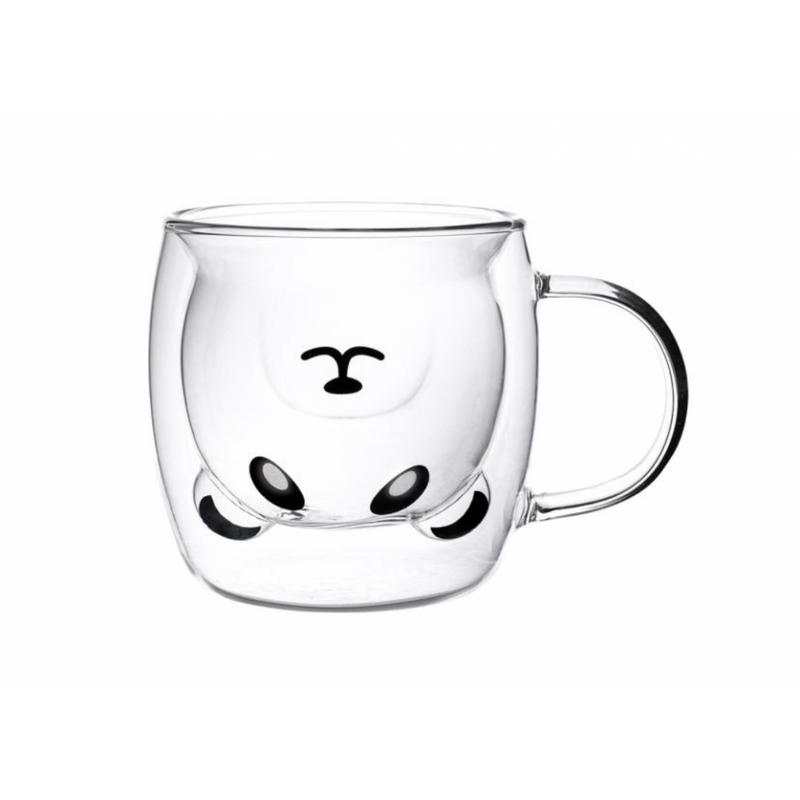 Cana pereti dubli Panda, sticla termo, 260 ml
