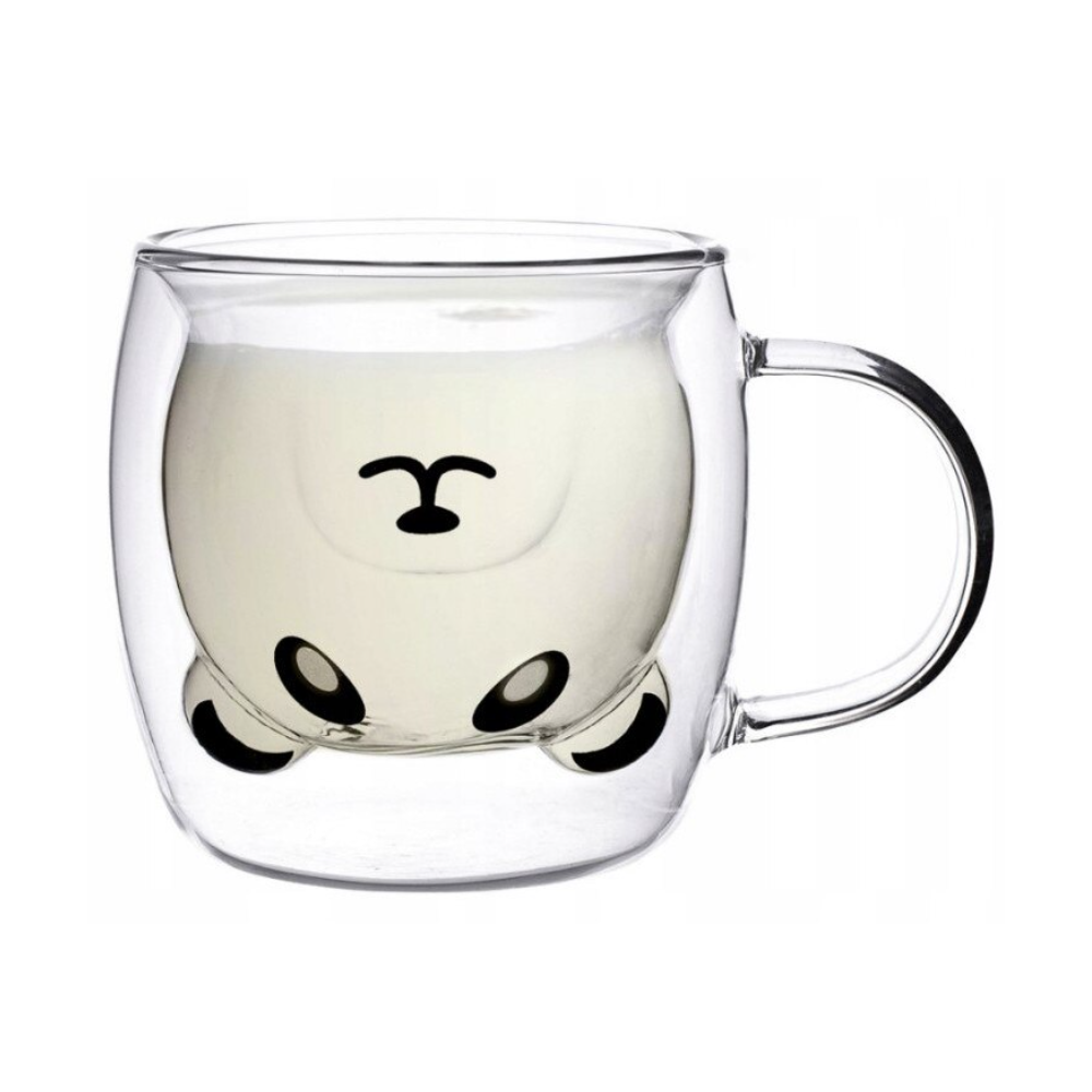 Cana pereti dubli Panda, sticla termo, 260 ml