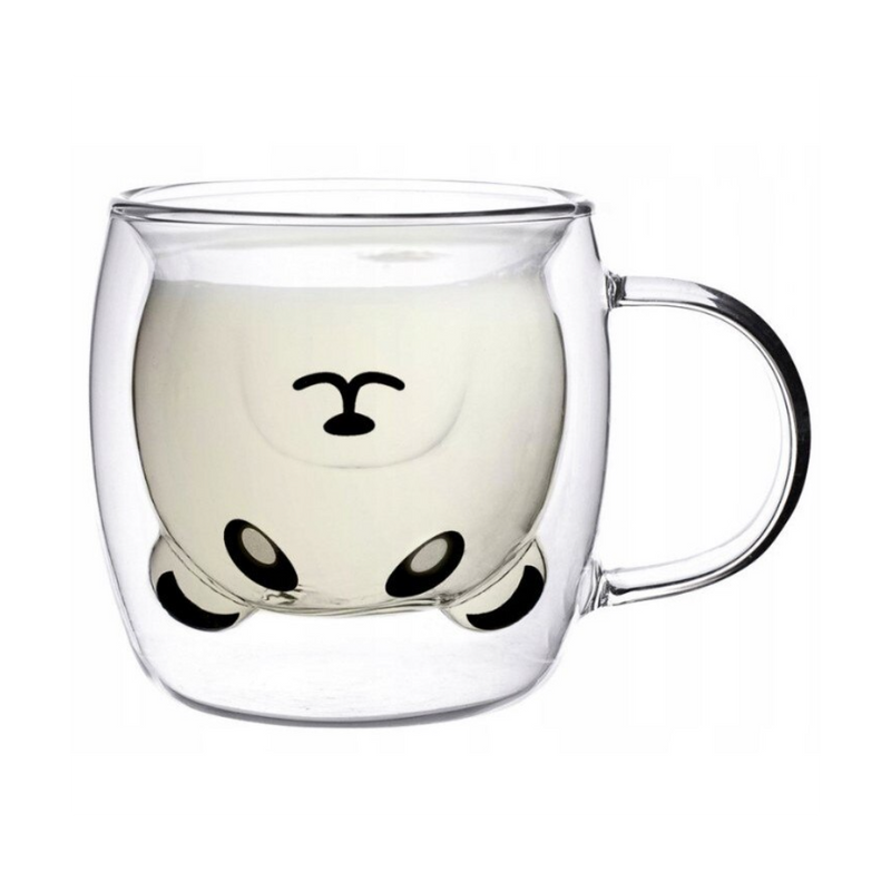 Cana pereti dubli Panda, sticla termo, 260 ml