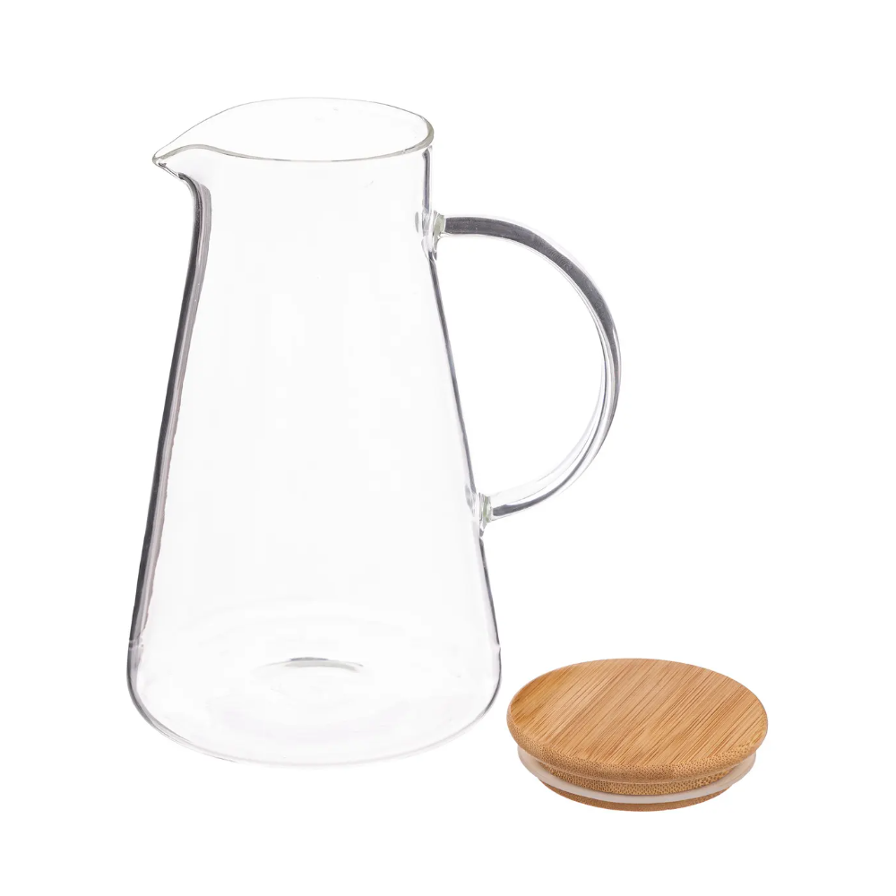 Cana sticla, capac bambus, 16.8 x 13 x H.21 cm, 1.5 litri