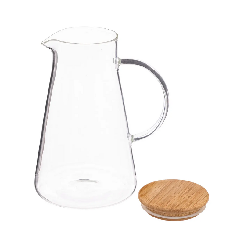 Cana sticla, capac bambus, 16.8 x 13 x H.21 cm, 1.5 litri