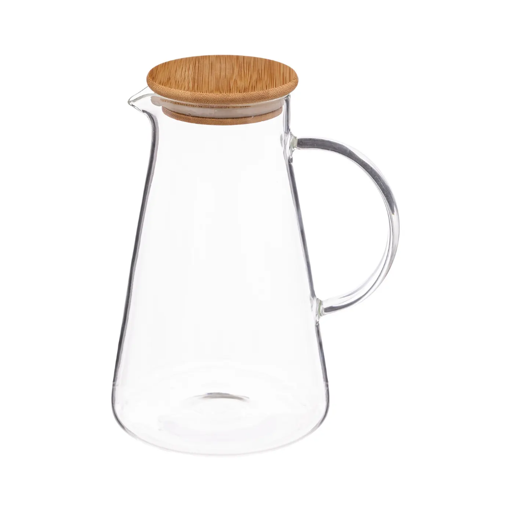 Cana sticla, capac bambus, 16.8 x 13 x H.21 cm, 1.5 litri