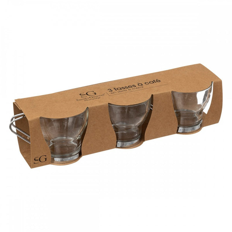 Set 3 cani cafea Arometo, sticla, 110 ml