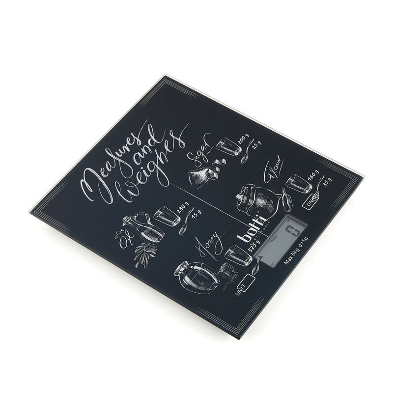 Cantar Bucatarie Botti Black Board, sticla, negru, 20 x 18 cm, 5 kg