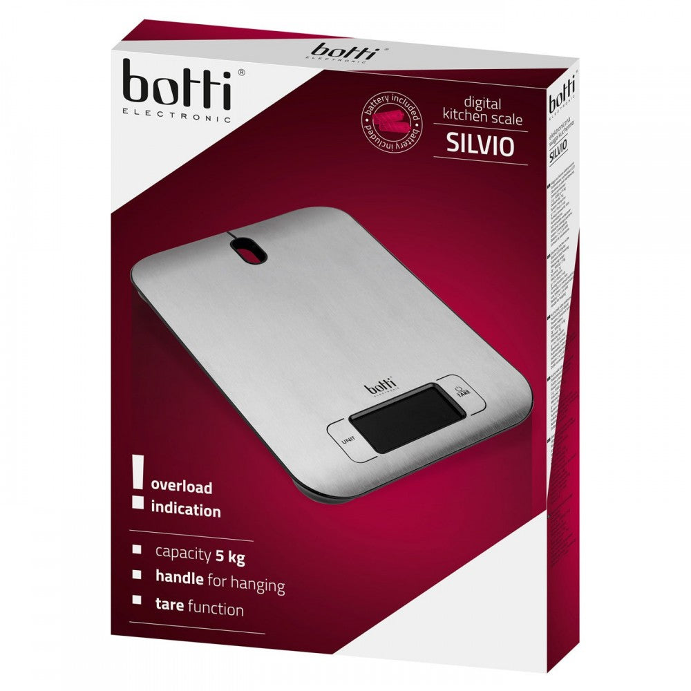 Cantar Bucatarie Botti Silvio, inox, gri, 16 x 22 cm, 5 kg