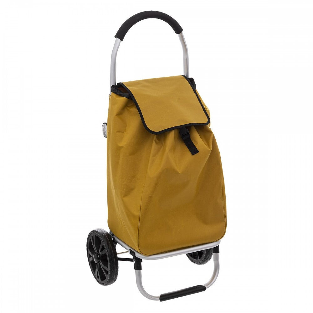 Carucior cumparaturi Orleans, galben, cadru aluminiu, 44.5 x 37 x H 98 cm. 50 litri