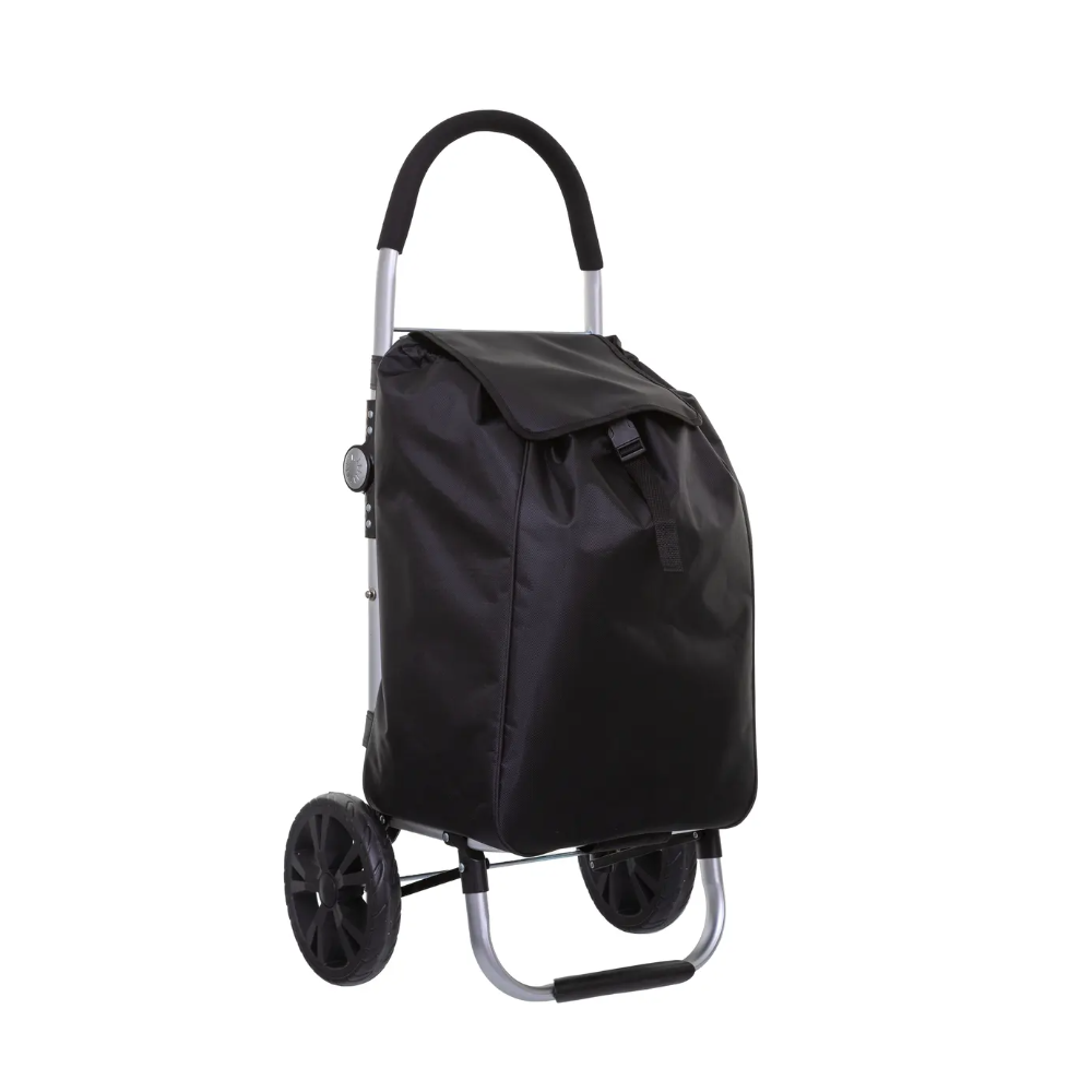 Carucior cumparaturi Orleans, negru, cadru aluminiu, 44.5 x 37 x H 98 cm. 50 litri