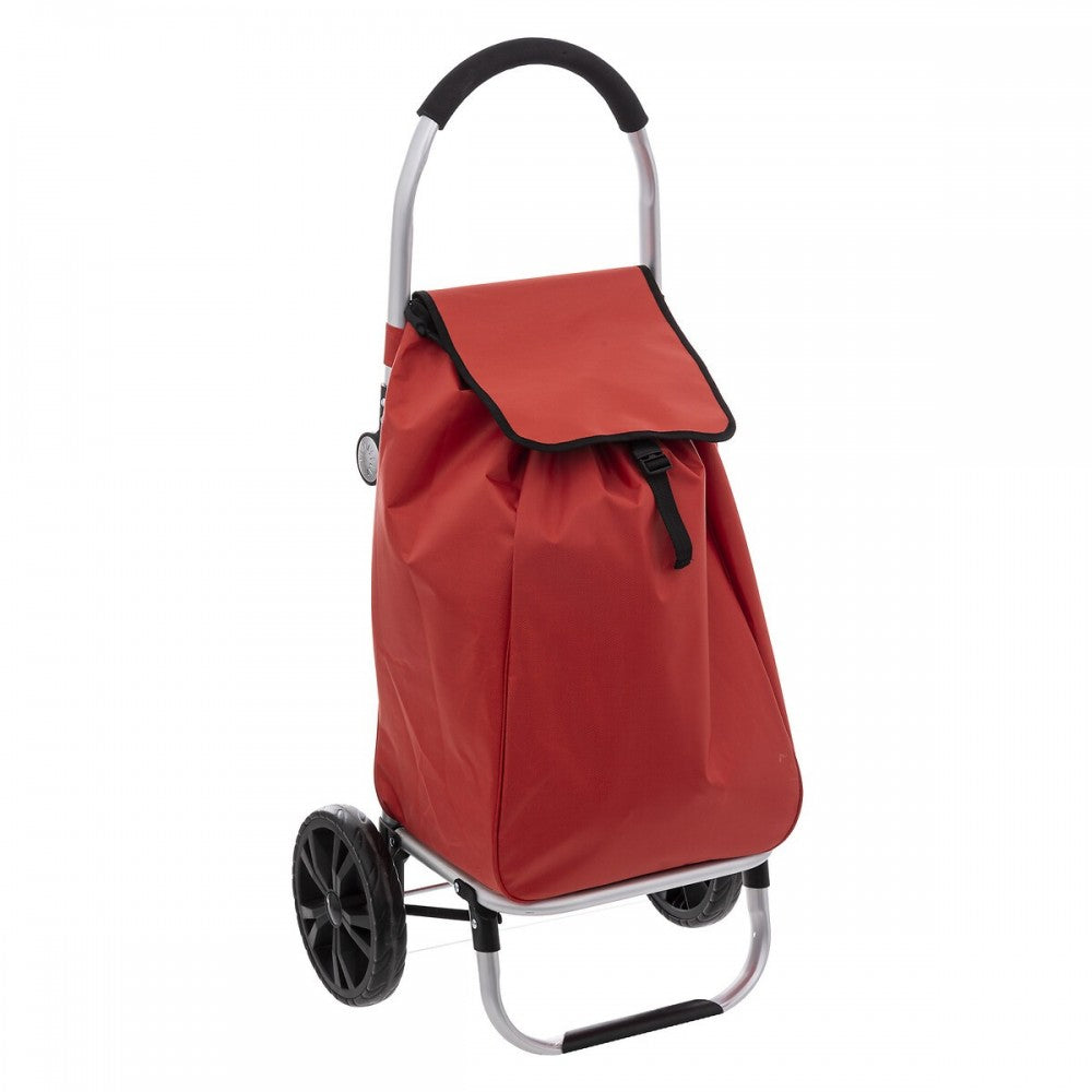 Carucior cumparaturi Orleans, rosu, cadru aluminiu, 44.5 x 37 x H 98 cm. 50 litri
