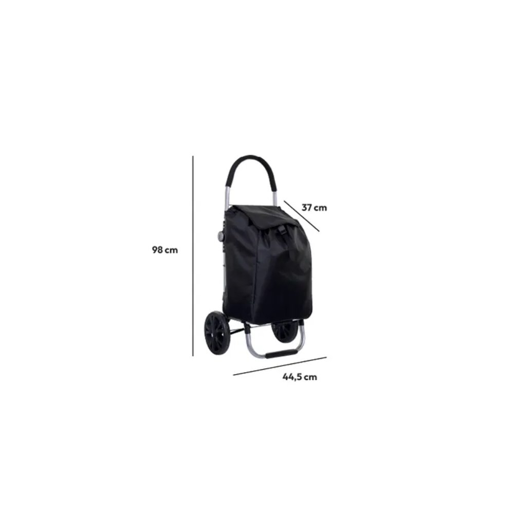 Carucior cumparaturi Orleans, negru, cadru aluminiu, 44.5 x 37 x H 98 cm. 50 litri