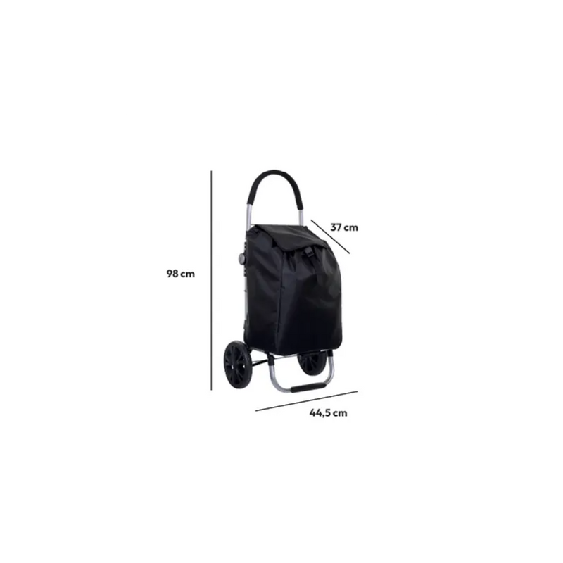 Carucior cumparaturi Orleans, negru, cadru aluminiu, 44.5 x 37 x H 98 cm. 50 litri