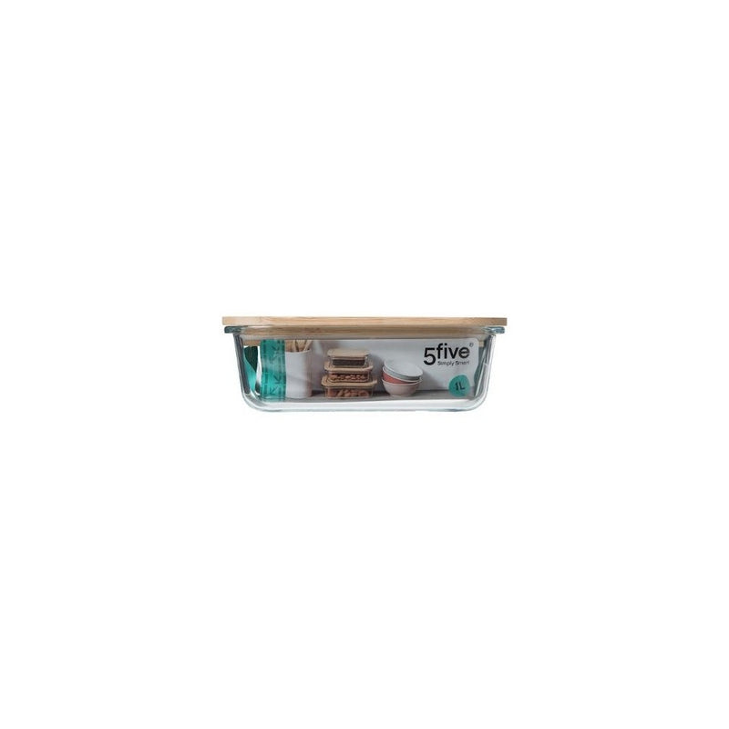 Caserola dreptunghiulara 5five Bamboo, sticla, 1l, 19.8x14.7x6.7 cm