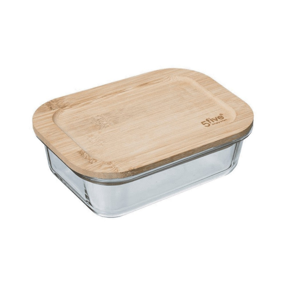 Caserola dreptunghiulara 5five Bamboo, sticla, 1l, 19.8x14.7x6.7 cm
