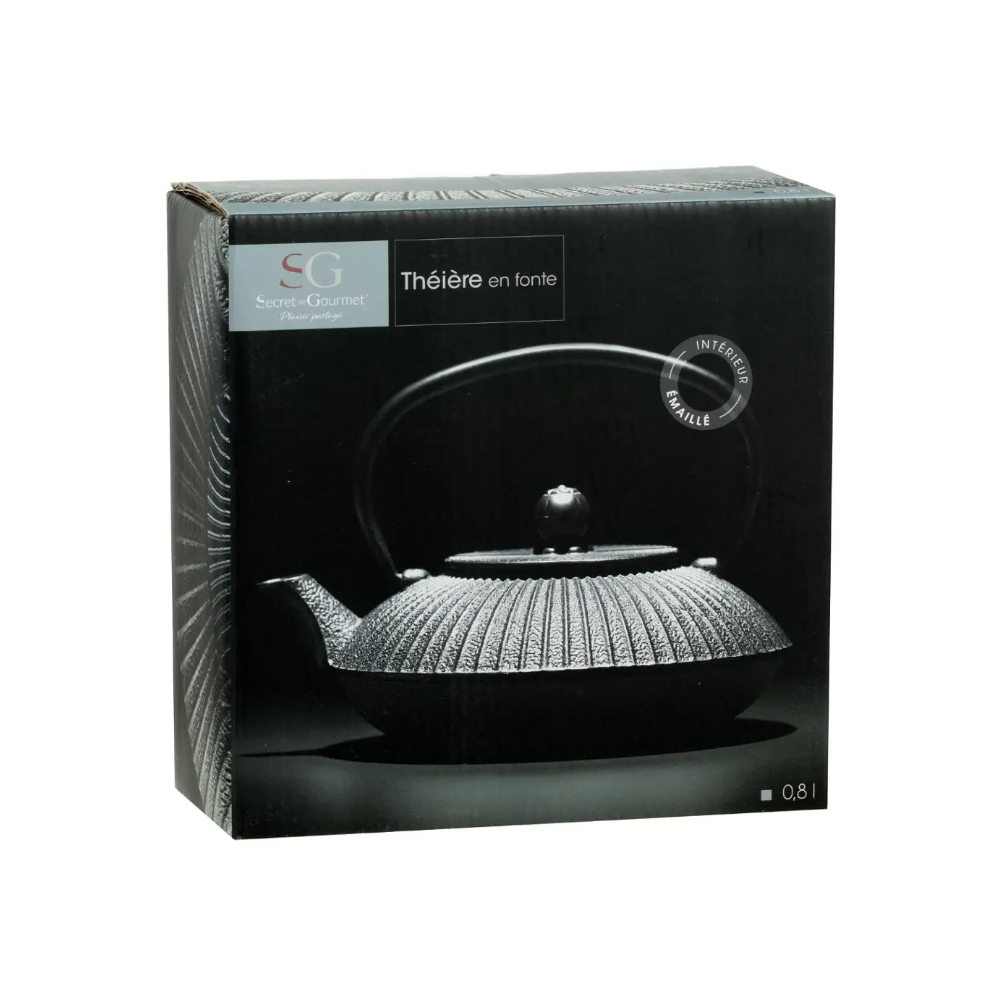 Ceainic Black Garden, fonta, negru, 19,8 x 10 x H 17,4 cm, 800 ml