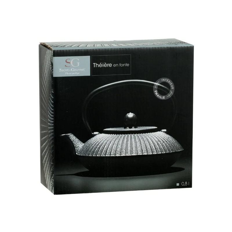 Ceainic Black Garden, fonta, negru, 19,8 x 10 x H 17,4 cm, 800 ml