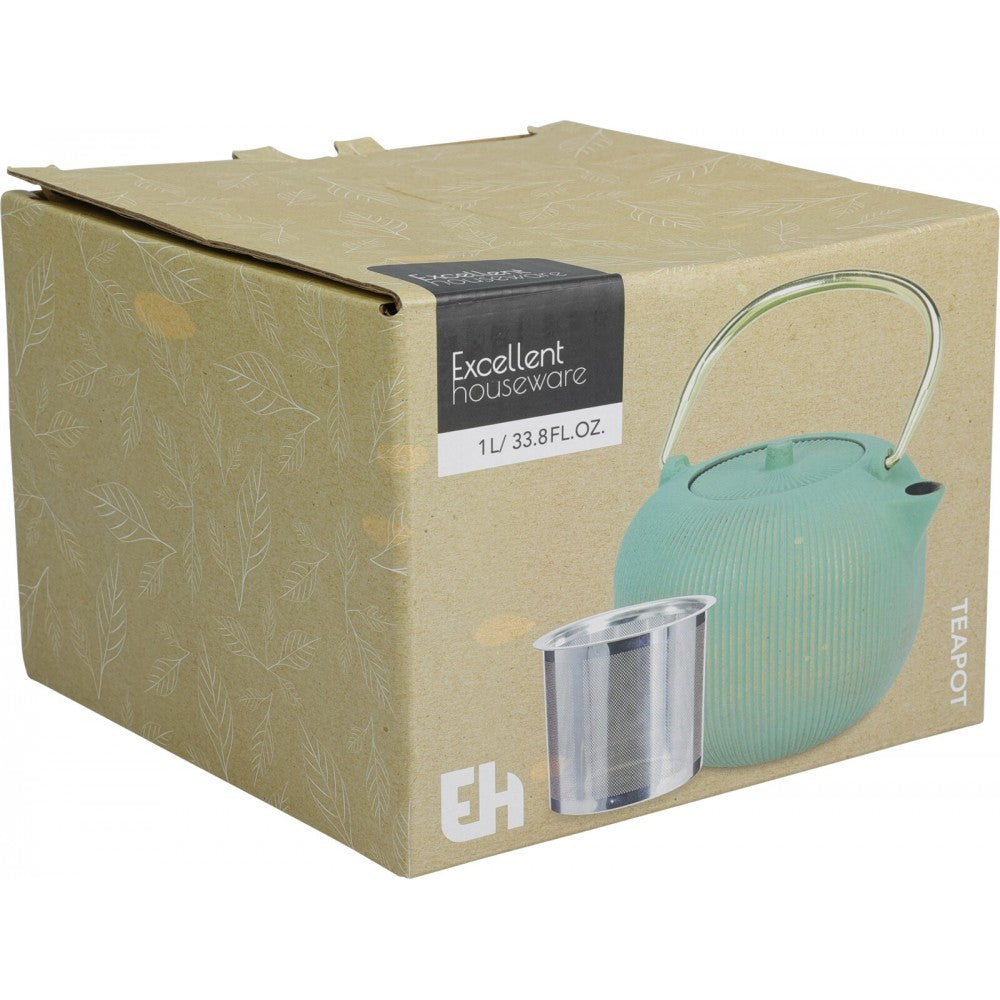 Ceainic Eh Green, fonta, 1 litru, cu infusor