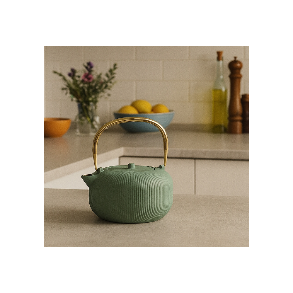 Ceainic Eh Green, fonta, 1 litru, cu infusor