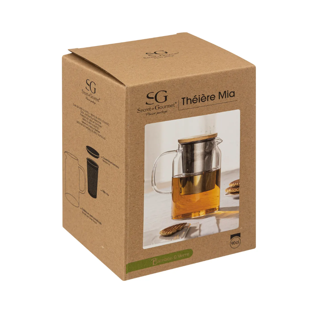 Infusor ceai Mia, sticla, 900 ml, 15.5 x 14.3 x h. 10 cm