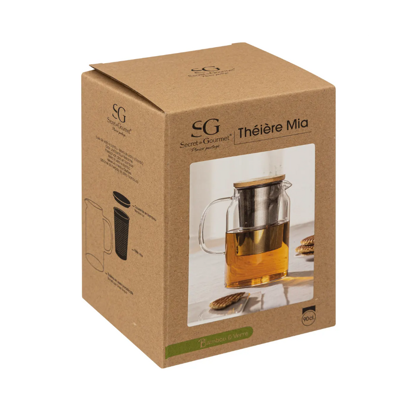 Infusor ceai Mia, sticla, 900 ml, 15.5 x 14.3 x h. 10 cm