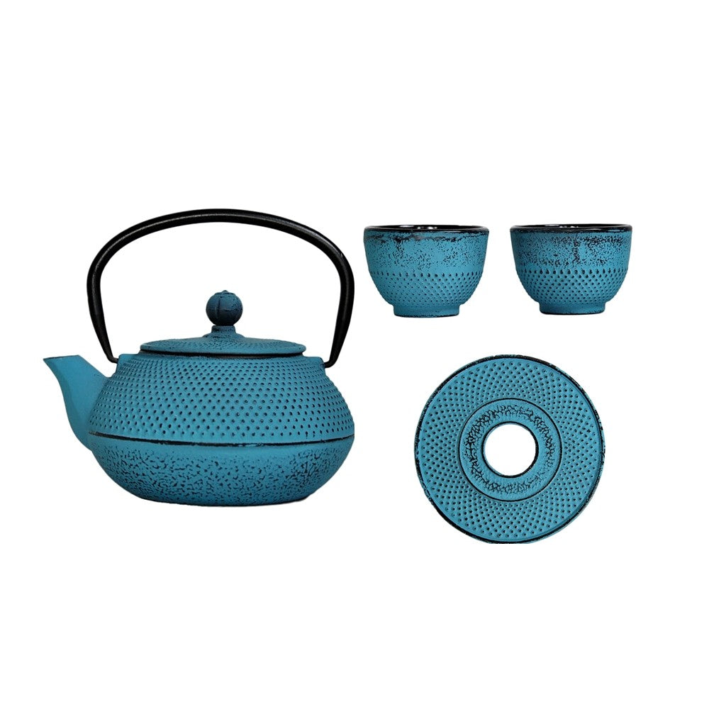Set ceainic si 2 cani Blue Namura, fonta, 0.8 l