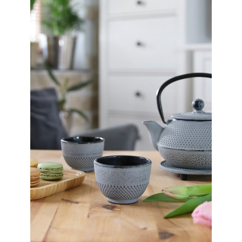 Set ceainic si 2 cani Gray Namura, fonta, gri, 0.8 l