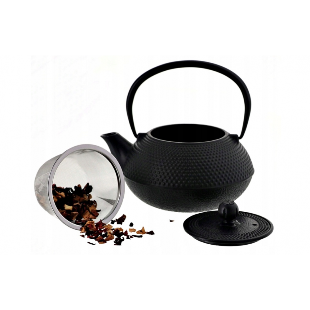 Set ceainic si 2 cani Black Namura, fonta, negru, 0.8 l