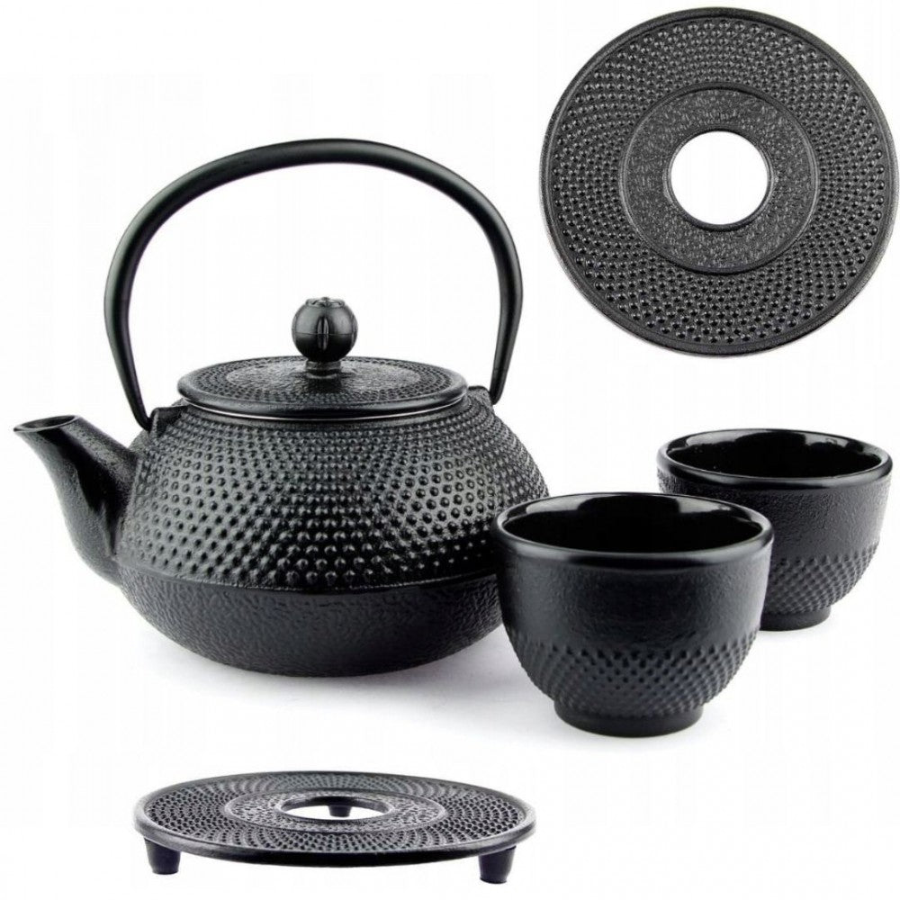 Set ceainic si 2 cani Black Namura, fonta, negru, 0.8 l
