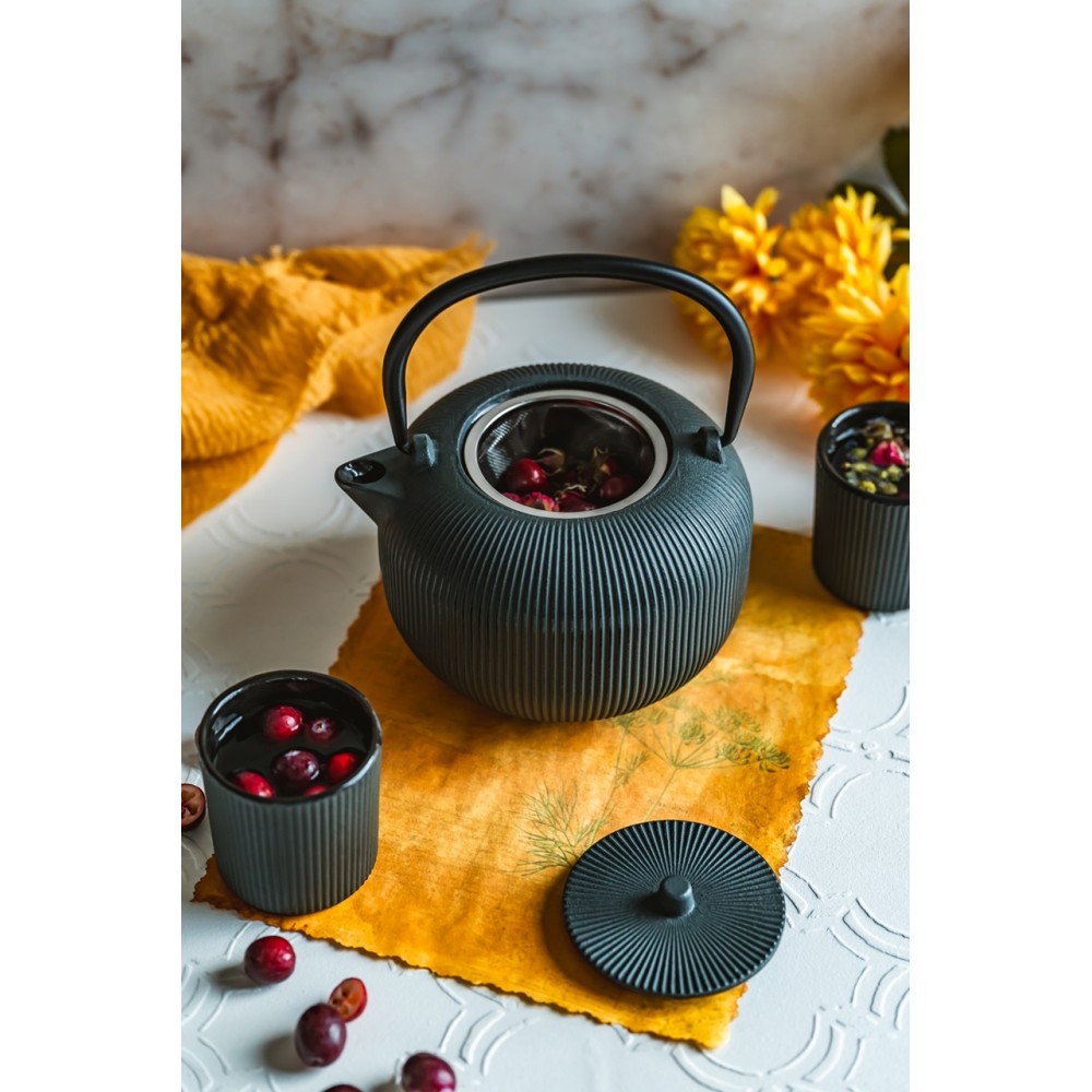 Ceainic infusor Sebastiano, fonta, negru, 1 litru