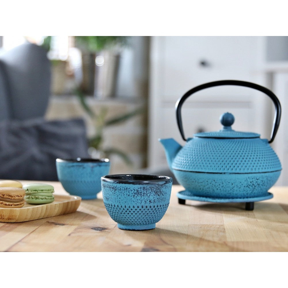 Set ceainic si 2 cani Blue Namura, fonta, 0.8 l