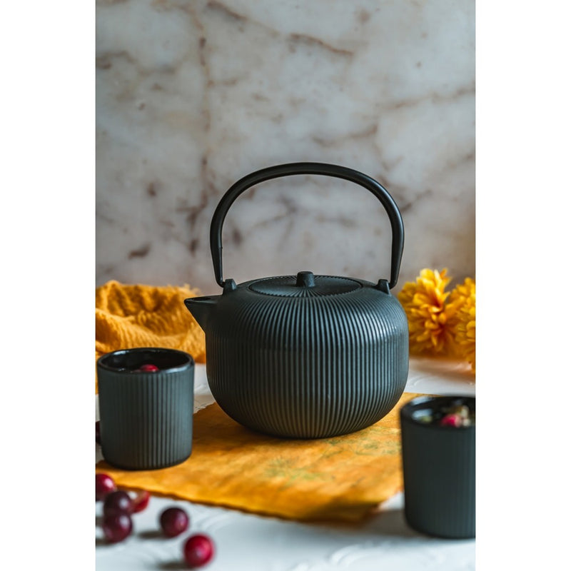 Ceainic infusor Sebastiano, fonta, negru, 1 litru