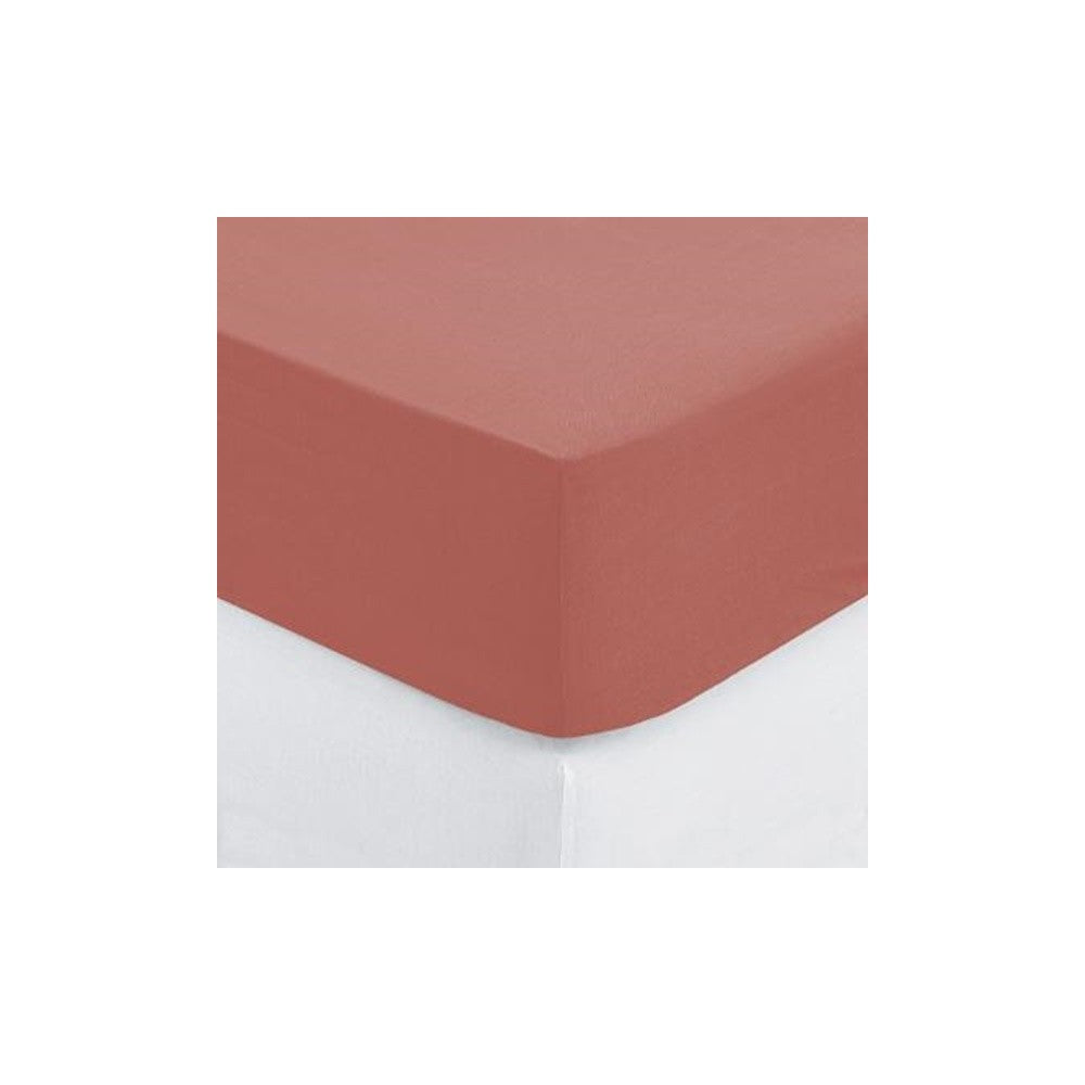 Cearsaf elastic Blush Red, bumbac, 160x200 cm