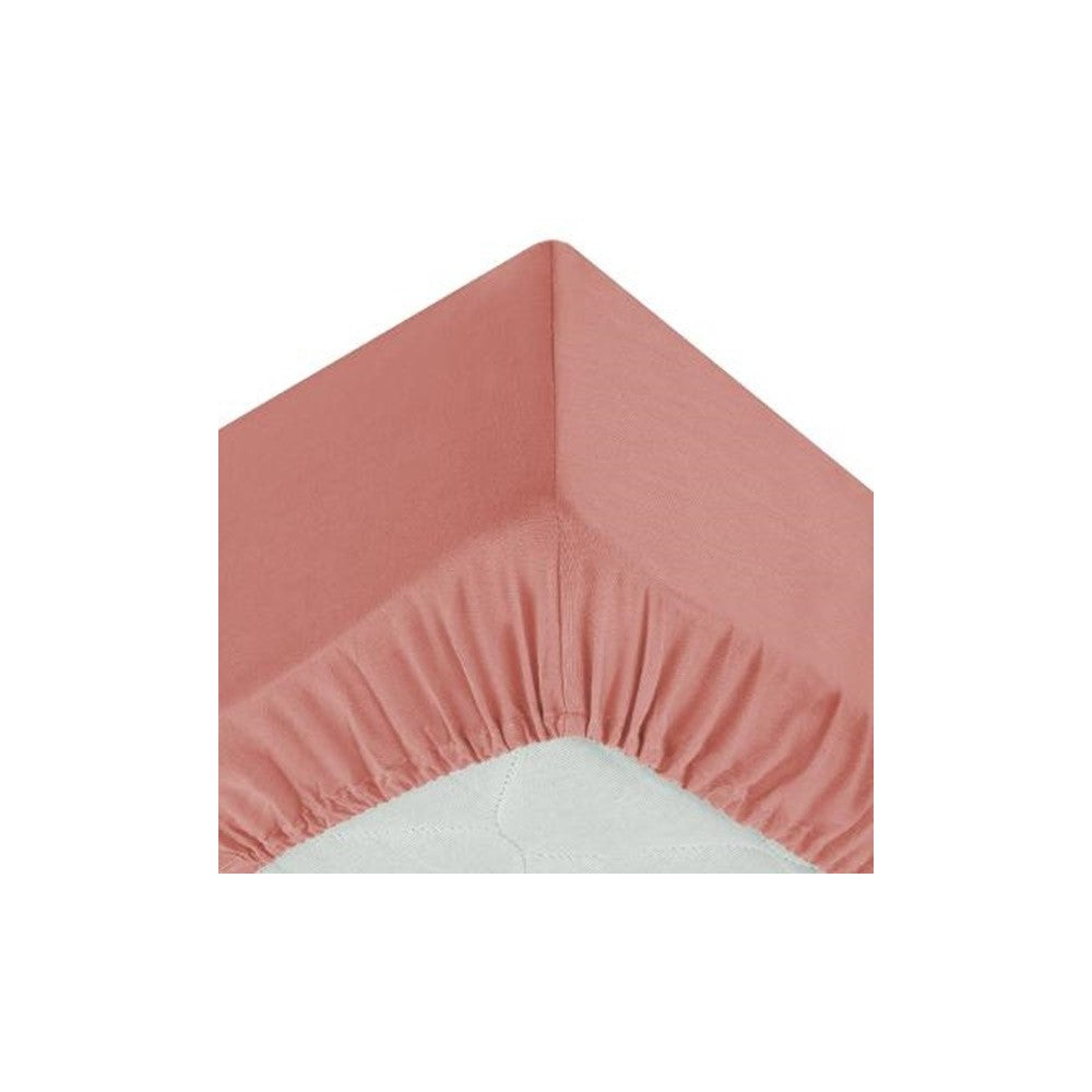 Cearsaf elastic Blush Red, bumbac, 160x200 cm