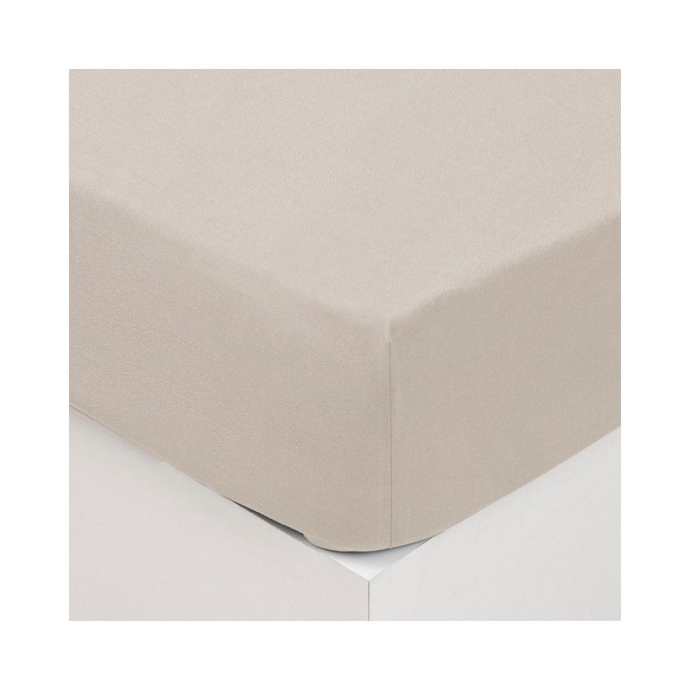 Cearsaf elastic Drap house, bej, bumbac, 160x200 cm